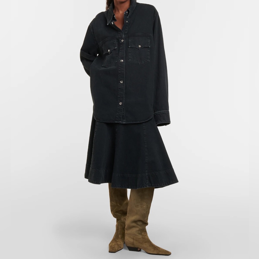 Khaite The Lennox Black Denim Skirt Size 10